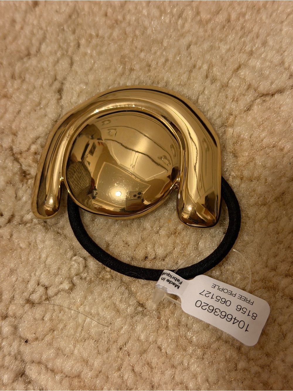 Free People Gold Metallic Hair Tie Accent with Black Elastic